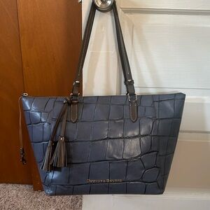 Dooney & Burke blue gray purse with red interior Excellent condition